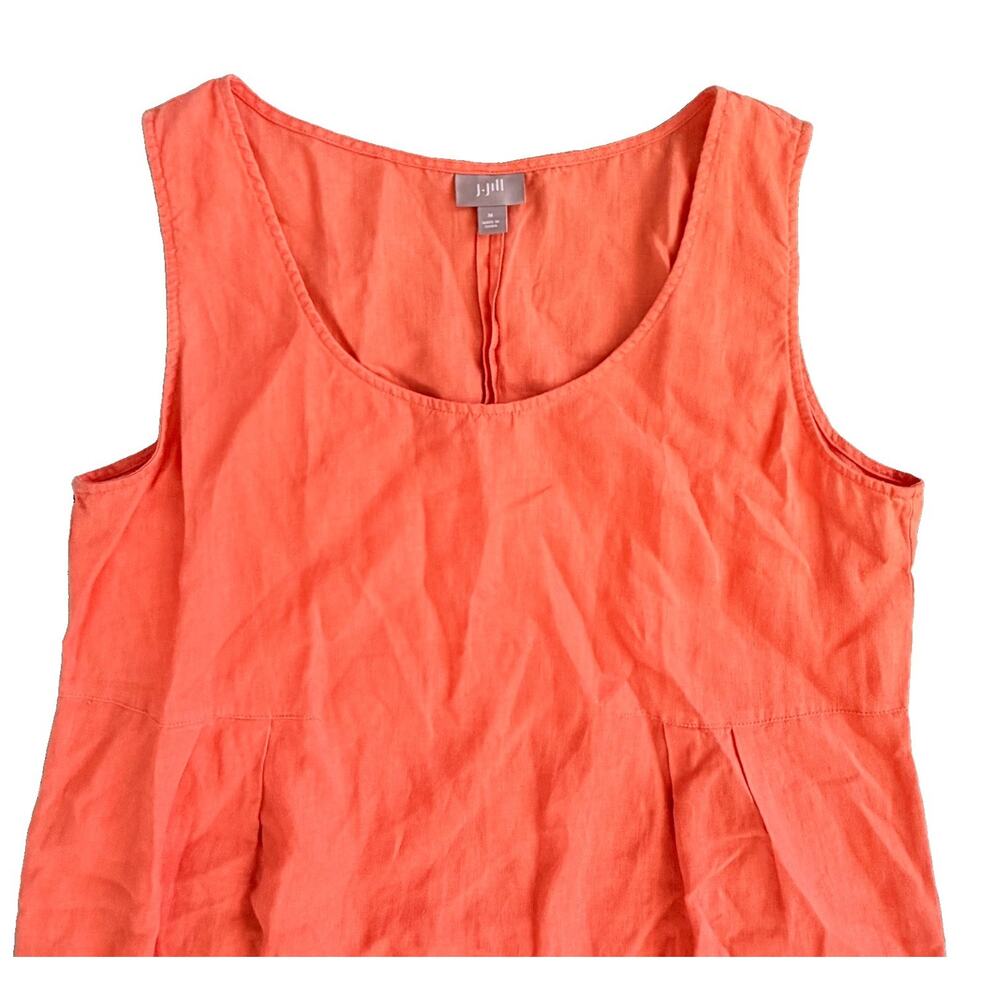 J.Jill Women’s 100% Linen Apricot Orange Dress M Capsule Preppy - Picture 2 of 6